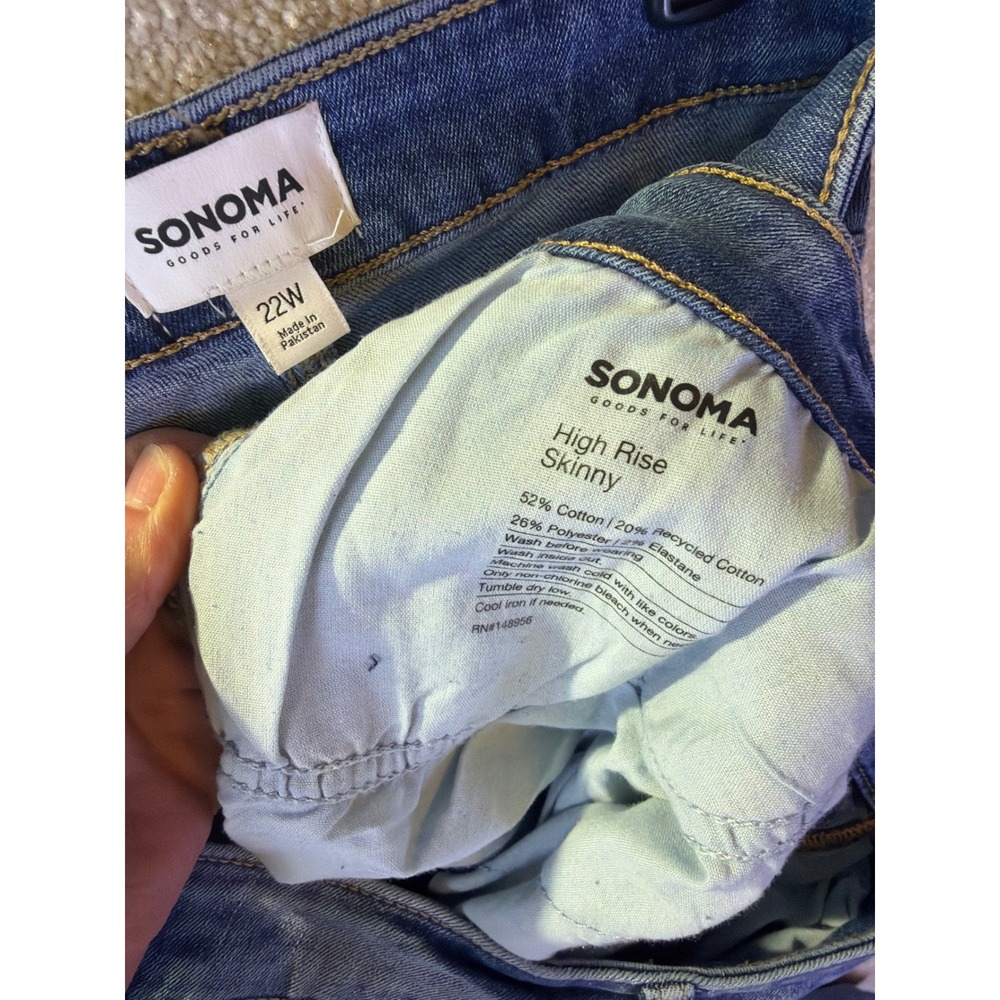Sonoma High Rise Skinny Jeans Womens 22W Blue Denim Stretch Plus Size NWOT - Picture 4 of 8
